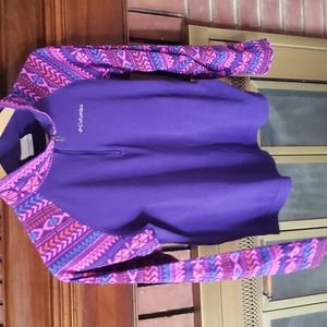 Girl's Columbia 3/4 zip Lightweight Fleece, Purplr/Pink size L (14-16)
